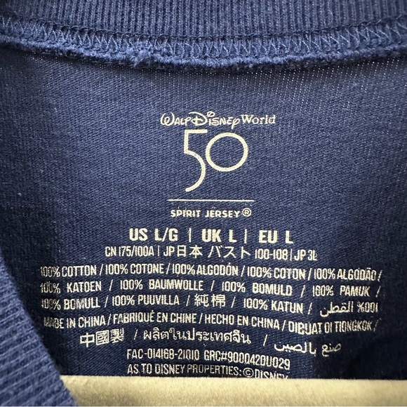 WDW 50th Anniversary Spirit Tee Long Sleeve T Shirt Blue Copper Mickey - Picture 10 of 12